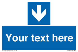 Custom Mandatory directional sign, blue arrow down